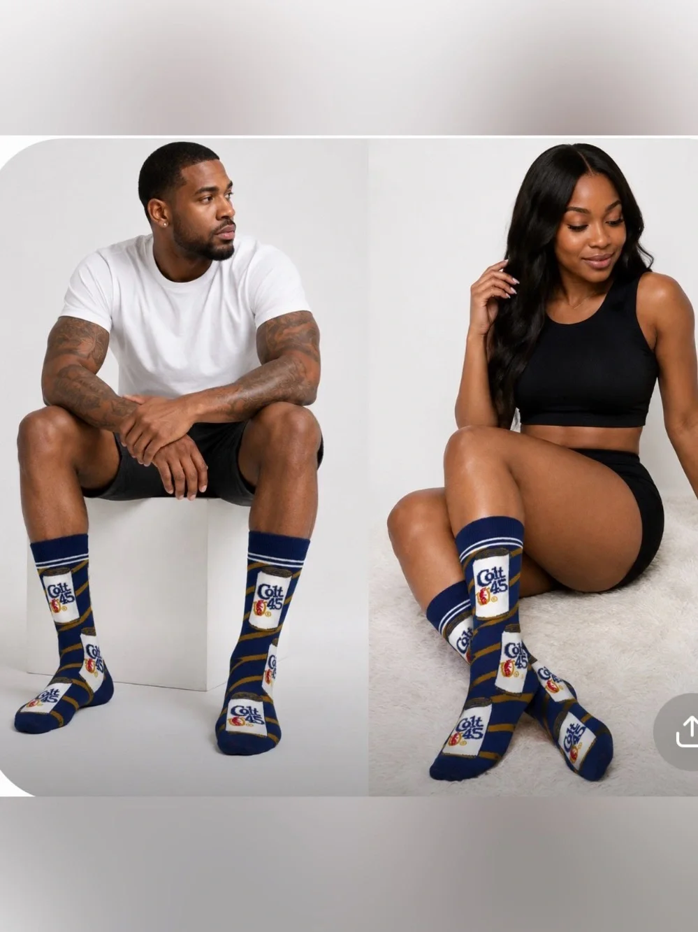 Colt 45 Navy Blue Novelty Crew Socks -